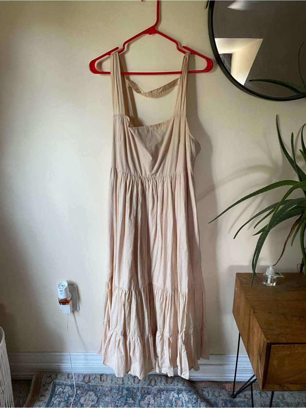 Anthropologie Light Cream Tiered Maxi Dress